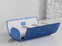 Etier Watch Rolls & Case Blue Ostrich Leather Set