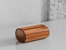 Etier Verdi Double Watch Roll Tan Crocodile Leather