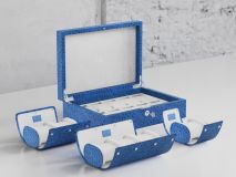 Etier Watch Rolls & Case Blue Ostrich Leather Set