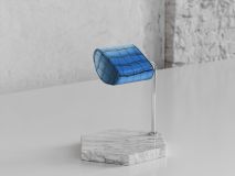 Etier Single Watch Stand Carrara Marble & Blue Crocodile Leather