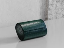 Etier Verdi Double Watch Roll Green Crocodile Leather