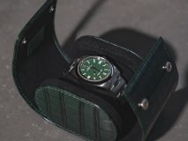 Etier Verdi Single Watch Roll Green Crocodile Leather