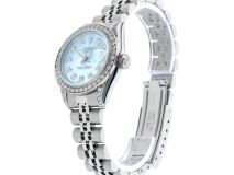 Rolex Datejust 26mm with Blue Mother of Pearl Dial, Diamond Bezel, and Diamond-Set Shoulders