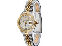 Rolex Datejust 26mm with Teal Mother of Pearl and Diamond Bezel