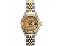 Rolex Datejust 26mm with Gold Mother of Pearl Dial, Diamond Bezel, and Diamond-Set Shoulders