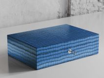 Etier Zegato Ten Watch Case Blue Crocodile Leather