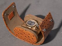 Etier Gusto Single Watch Roll Tan Ostrich Leather