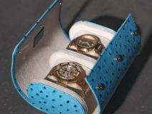 Etier Gusto Double Watch Roll Aqua Ostrich Leather