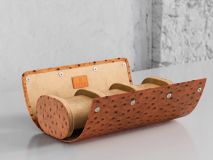 Etier Gusto Triple Watch Roll Tan Ostrich Leather