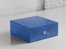 Etier Vigo Four Watch Case Blue Ostrich Leather