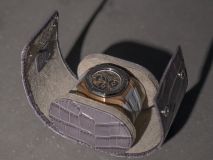 Etier Verdi Single Watch Roll Grey Crocodile Leather