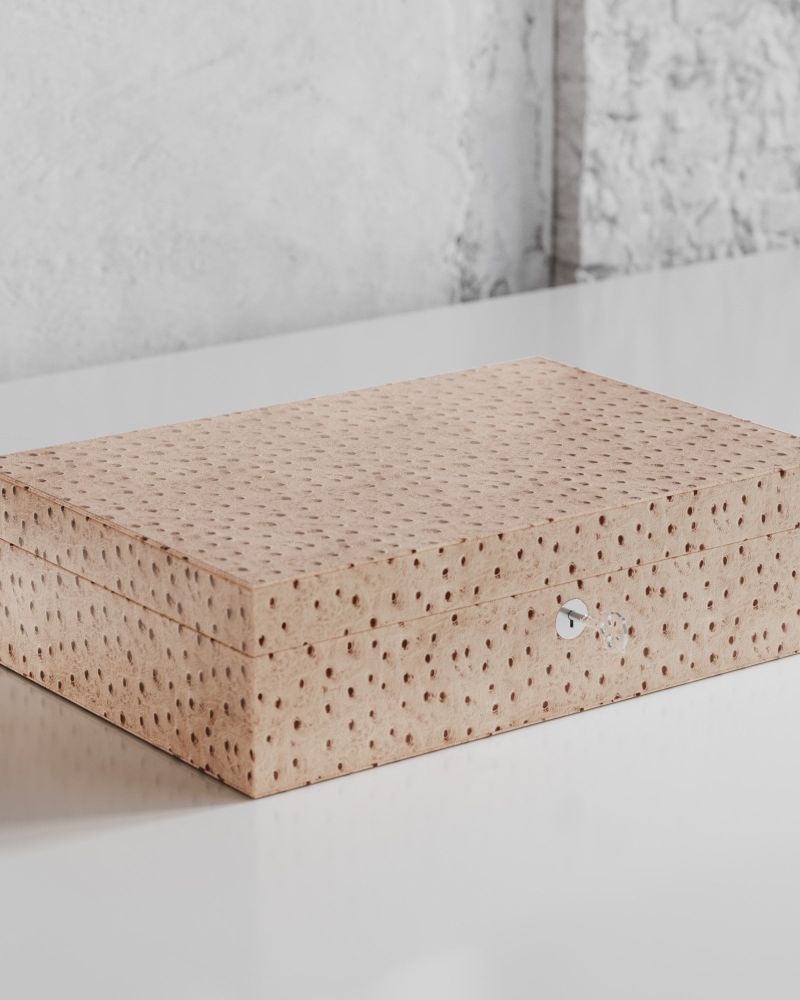 Etier Watch Rolls & Case Light Cappuccino Ostrich Leather Set