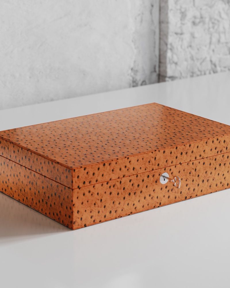 Etier Watch Rolls & Case Tan Ostrich Leather Set