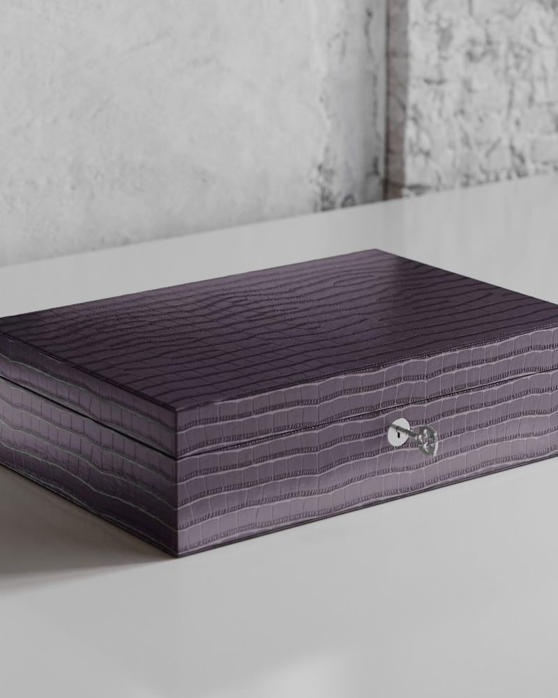 Etier Watch Rolls & Case Grey Crocodile Leather Set