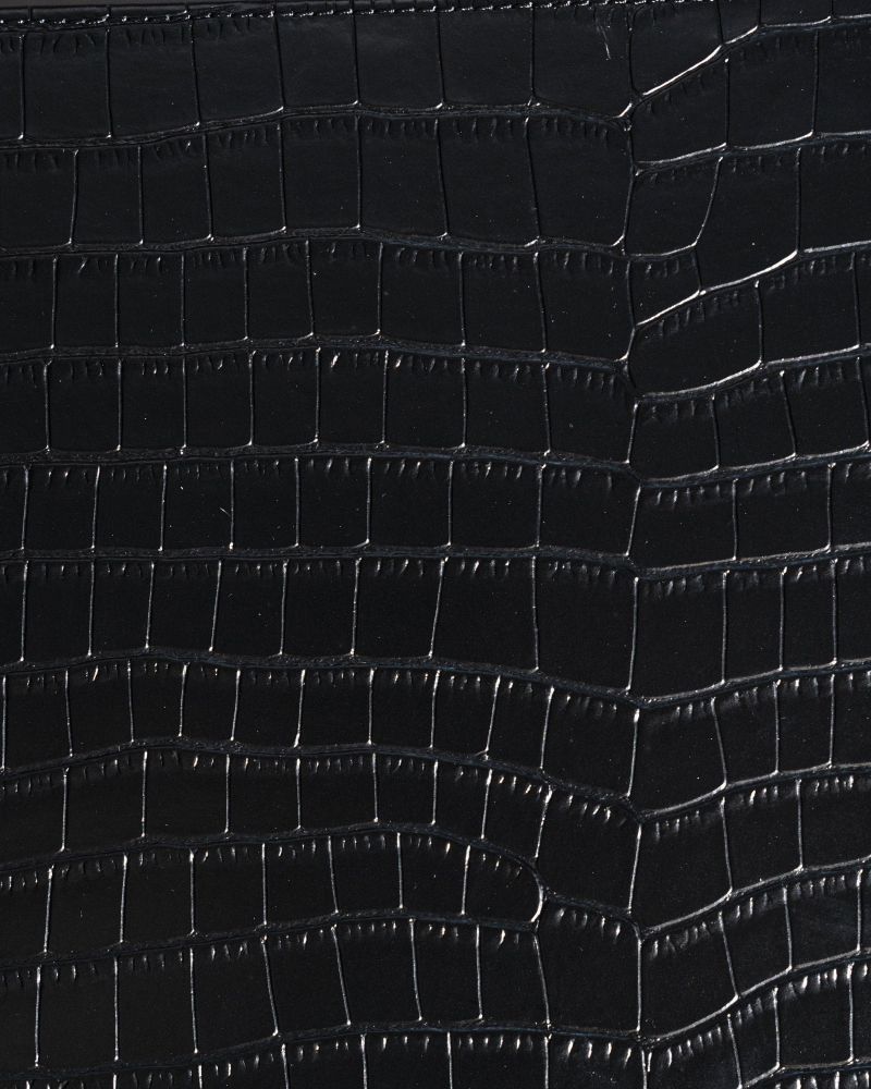 Etier Verdi Single Watch Roll Black Crocodile Leather