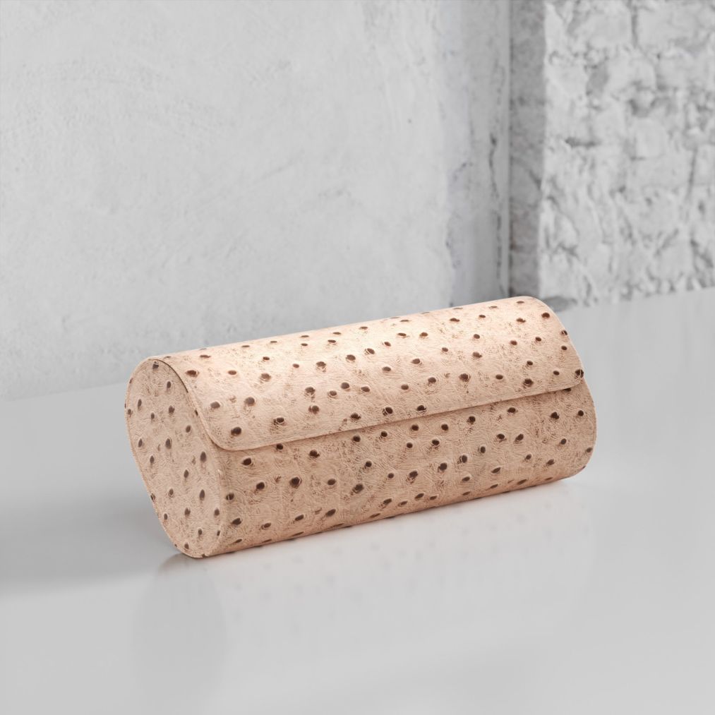 Etier Gusto Triple Watch Roll Light Cappuccino Ostrich Leather