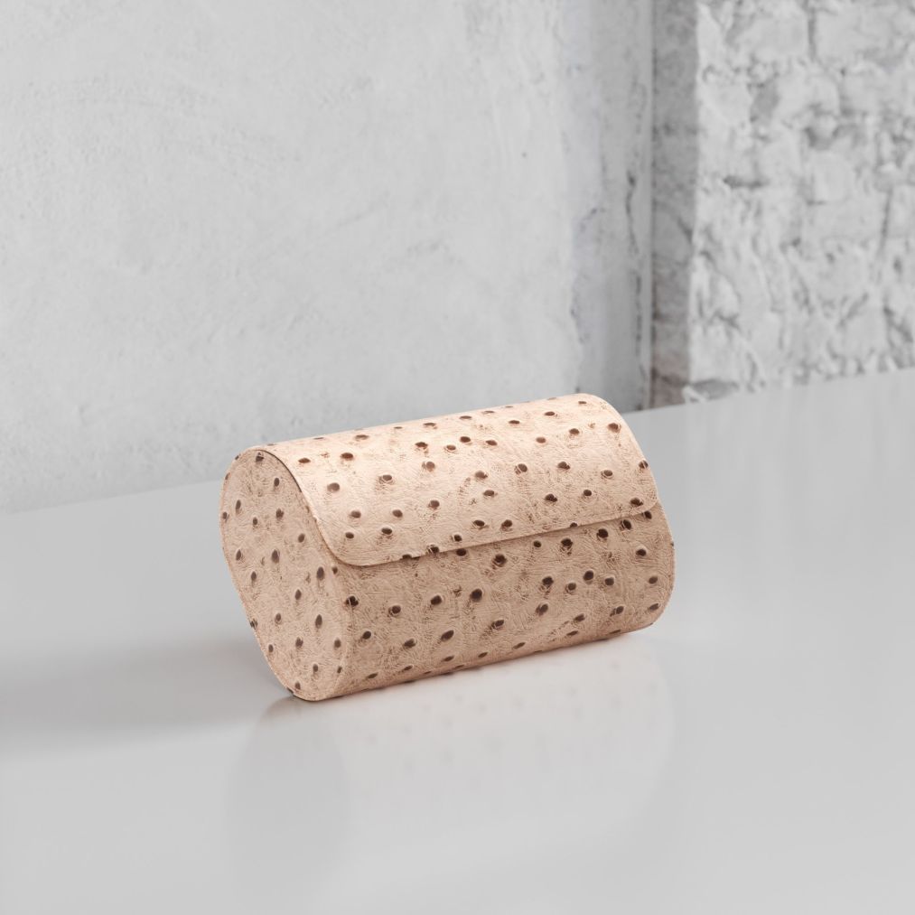 Etier Gusto Double Watch Roll Light Cappuccino Ostrich Leather