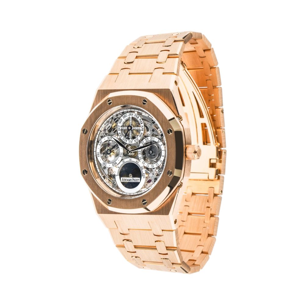 Audemars Piguet Rose Gold Skeletonized Perpetual Calendar Moon Phase Royal Oak