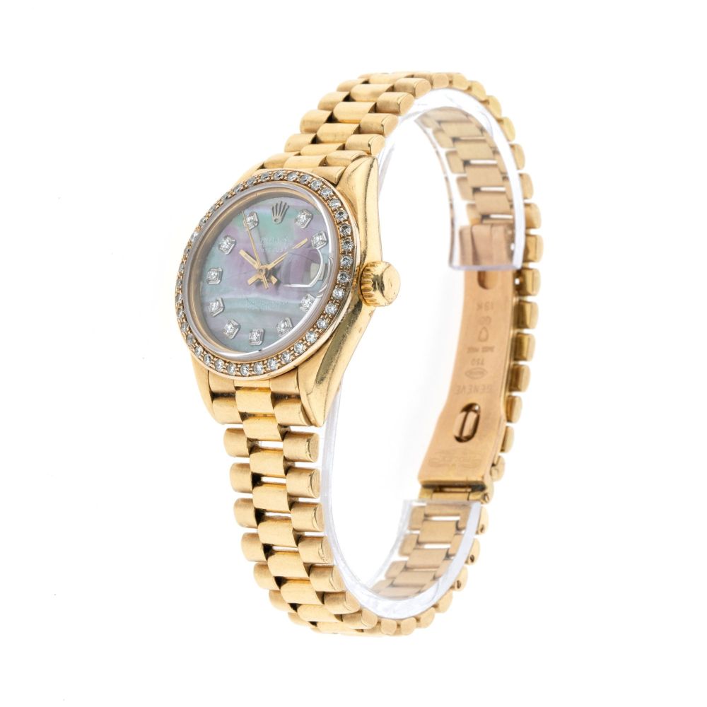 Rolex Datejust 26mm with Blue Mother of Pearl Diamond Dial and Diamond Bezel