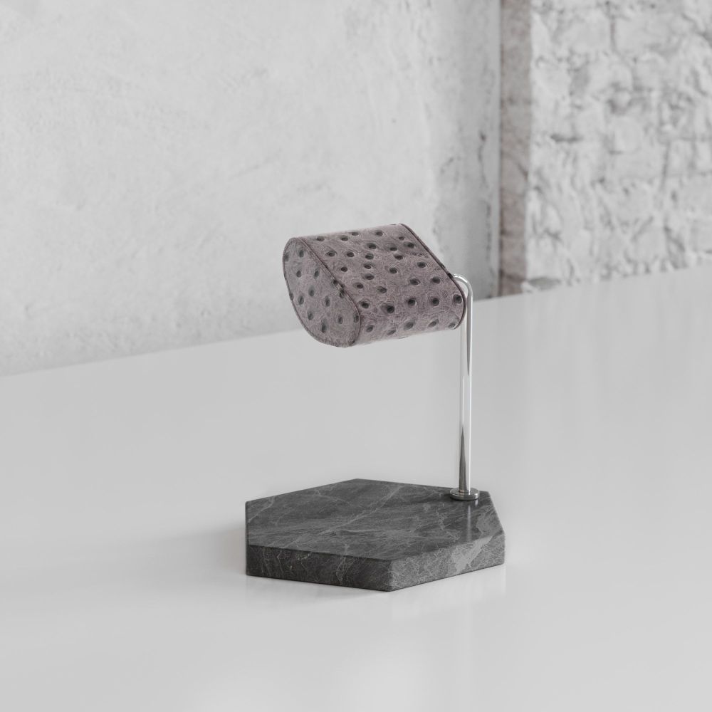 Etier Single Watch Stand Hermes Marble & Grey Ostrich Leather