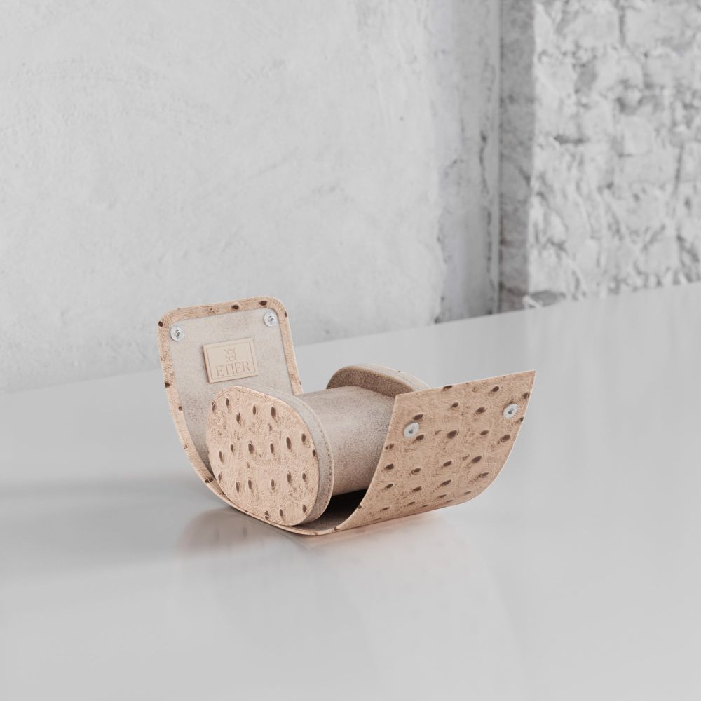 Etier Gusto Single Watch Roll Light Cappuccino Ostrich Leather