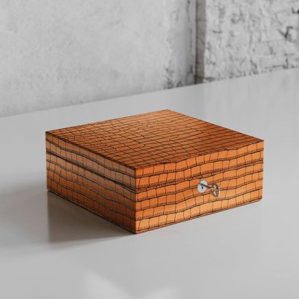 Etier Tempo Four Watch Case Tan Crocodile Leather