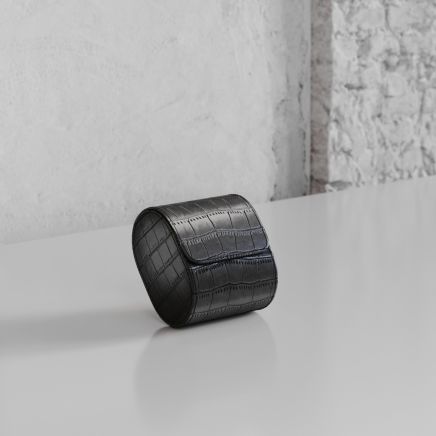 Etier Verdi Single Watch Roll Black Crocodile Leather