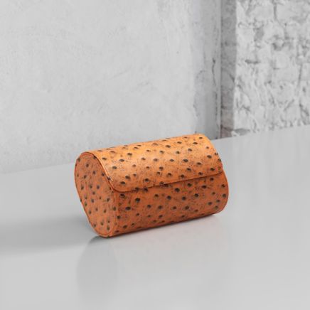 Etier Gusto Double Watch Roll Tan Ostrich Leather