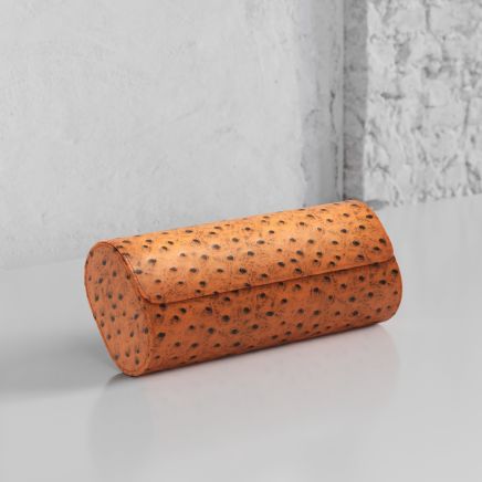 Etier Gusto Triple Watch Roll Tan Ostrich Leather