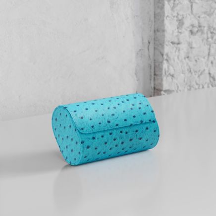 Etier Gusto Double Watch Roll Aqua Ostrich Leather