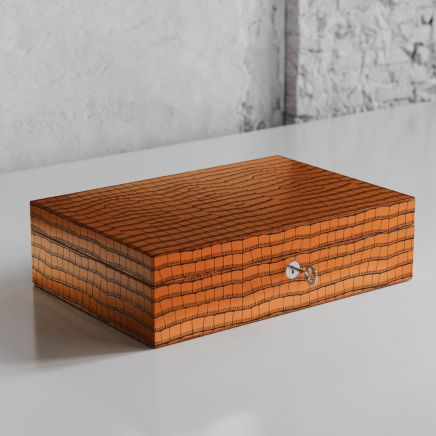 Etier Zegato Ten Watch Case Tan Crocodile Leather