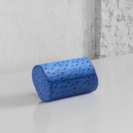 Etier Gusto Double Watch Roll Blue Ostrich Leather