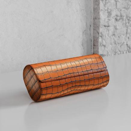 Etier Verdi Triple Watch Roll Tan Crocodile Leather