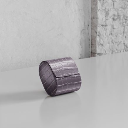 Etier Verdi Single Watch Roll Grey Crocodile Leather
