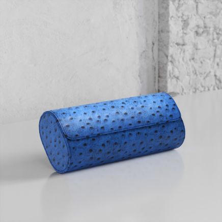 Etier Gusto Triple Watch Roll Blue Ostrich Leather