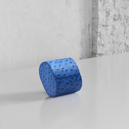 Etier Gusto Single Watch Roll Blue Ostrich Leather