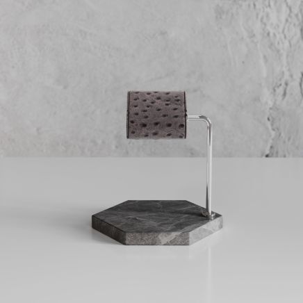 Etier Single Watch Stand Hermes Marble & Grey Ostrich Leather