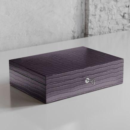 Etier Zegato Ten Watch Case Grey Crocodile Leather