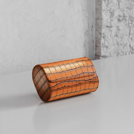 Etier Verdi Double Watch Roll Tan Crocodile Leather