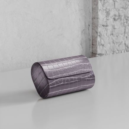 Etier Verdi Double Watch Roll Grey Crocodile Leather