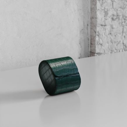 Etier Verdi Single Watch Roll Green Crocodile Leather