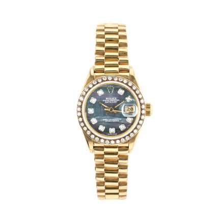 Rolex Datejust 26mm with Blue Mother of Pearl Diamond Dial and Diamond Bezel